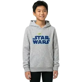 Mister Tee Star Wars Blue Logo Kapuzenpullover Heather Grey 146-152 cm