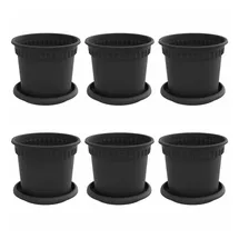 vidaXL Blumentöpfe 6 pcs Ø 15 x 12 cm Schwarz