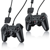 CSL 2x PlayStation-Controller, PS2 Gamepad mit Dual Vibration (Rumble Effekt), Präzision & Komfort Schwarz