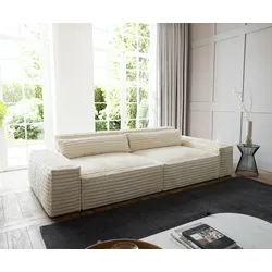 DELIFE Big-Sofa Sirpio XL 270x130 cm Plüschcord Beige, Big Sofas