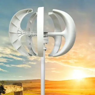 GreatDEshop2021 Windgenerator 12V 600W Windturbine Weiße Laterne Windkraftanlage mit 5 Blätter Generator Vertikale für Windrad