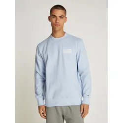 Sweatshirt TOMMY HILFIGER "MONOTYPE LABEL SWEATSHIRT", Herren, Gr. XXXL, blau (breezy blau), Sweatware, Obermaterial: 60% Baumwolle, 40% Polyester, casual, Rundhals, Langarm Rippbündchen, Sweatshirts