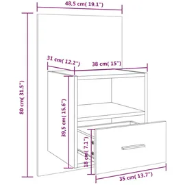 vidaXL Wand-Nachttisch Hochglanz-Weiß Holzwerkstoff Modell 1