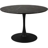 Housecraft Living Maru Esstisch Rund 110 cm Marmor Optik Schwarz - Schwarz