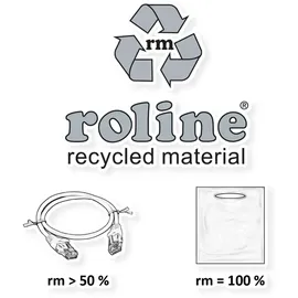 roline recycled material RJ45 (gekreuzt) Netzwerk Anschlusskabel CAT 6a U/FTP DataCenter Patchkabel Cat.6A (Class EA), slim, grün, 0,5 m