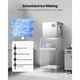Vevor kommerzielle Eismaschine – Kopf, 181 kg/Tag Edelstahl-Eismaschine mit intelligentem Bedienfeld, Selbstreinigung, einstellbarer Dicke, ideal für Restaurant, Bar, Café, Hotel – Nur Kopf