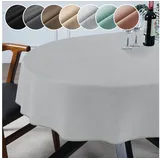 ANRO Tischdecke Hochwertig Tischwäsche mit Beschichtung (Einzelstück 1-tlg), Premium TEFLON und 2-Fache Acryl Beschichtung grau Oval | 140 cm x 260 cm
