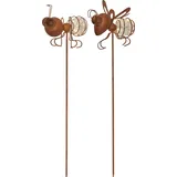 star trading deutschland gmbh LED Solar-Dekoleuchten Oxida Bienen Dämmerungssensor 2er Set rost 51cm