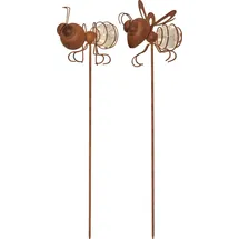 star trading deutschland gmbh LED Solar-Dekoleuchten Oxida Bienen Dämmerungssensor 2er Set rost 51cm