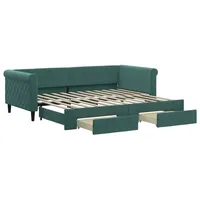 VidaXL Bett Tagesbett Ausziehbar mit Schubladen Dunkelgrün 90x200 cm