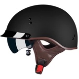 Smilfree Halbschalenhelm mit ECE-Zulassung Motorradhelm für Damen und Herren Erwachsene Rollerhelm Cruiser Chopper Skateboardhelm Motorradhalbhelm mit Visier