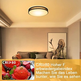 GBLY ZMH Deckenleuchte Schlafzimmer - Rund Stoff Schlafzimmerlampe 12W Warmweiß 3000K Wohnzimmerlampe mit Stoffschirm für Küche Flur