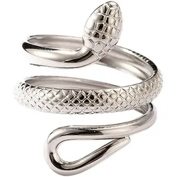 Fingerring FIRETTI "Schmuck Geschenk Damenring Schlange", silber (silberfarben), Fingerringe, Damen, 7,00 g, Edelstahl, Made in Germany