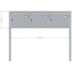 A-013er Freistehende Edelstahl V2A Briefkastenanlage zum Einbetonieren