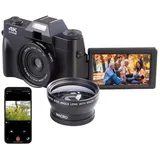 Somikon 4K-UHD-Digitalkamera mit 3"-Flip-HD-Display, Makrolinse und WLAN