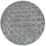 Teppich Wohnzimmer 3D Geometrisch Modern Waschbar Strapazierfähig Esszimmer OEKO-TEX Rund Grau 200x200 cm Gekettelt – GENF von Kadima Design