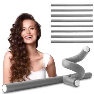 ECENCE Papilotten Lockenwickler 10x Grau Papilottenwickler Locken Friseurbedarf