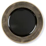 Inge‘s Christmas Decor Dekoteller Kunststoff mit Nieten am Rand 33cm schwarz / Gold