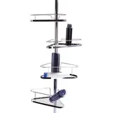 MSV Duschablage Teleskop Badregal, chrom, Eckregal aus Metall, 35,5 x 125-250 x 25 cm