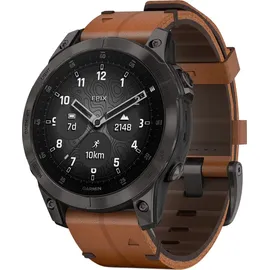 Garmin Epix Gen 2 Sapphire black titanium mit Chestnut Lederarmband