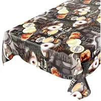 ANRO Tischdecke Kaffee Süßigkeiten Donuts, Wachstuch, Dunkelgrau, 160 x