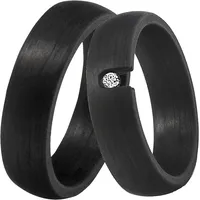 Trauring DOOSTI "Schmuck Geschenk CARBON Trauring Ehering Partnerring LIEBE" Gr. 56, schwarz, Fingerringe, Damen, 56, ohne Zirkonia, Carbon, 6mm, Trauring, wahlweise mit oder ohne Zirkonia