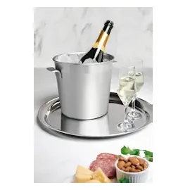 Tramontina Serviertablett, rundes Tablett aus Edelstahl, 35 cm, spülmaschinenfest, rostfrei Buena