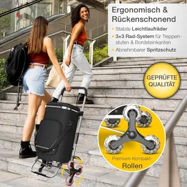 eloneo Einkaufstrolley Treppensteiger schwarz 43 l