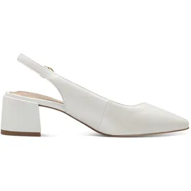TAMARIS Comfort Damen Slingpumps aus Leder Elegant, Weiß (Pearlized1), 39 EU