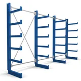 Stier Kragarmregal einseitig 3 Felder mit 5 Ebenen 3900x2000x500mm enzianblau