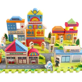 COFI 114-teiliges Spielset aus Schaumstoffbausteinen für die frühe Bildung, Bauen Sie spielerisch eine Stadt