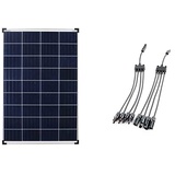 enjoy solar Poly 100W 12V Polykristallin Solarpanel Solarzelle 100Watt (Poly 100W-12V) & Offgridtec 4-fach Abzweigbuchsen T-Stecker inkl. 20cm 6mm2 Kabelverlängerung, 4-fach mit 20cm Kabelverlängerung