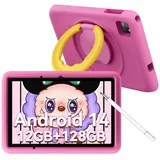 blackview Kinder Tablet Tab A6Kids(4+128) incl. Stift, Hülle Tablet (10.1", 128 GB, Kinder-Modus, HD+, Android 14) rosa