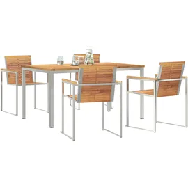 vidaXL 5-teiliges Garten Esszimmer Set aus massivem Teakholz