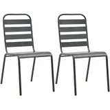 vidaXL Stapelbare Gartenstühle 2 Stk. Stahl Grau