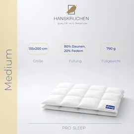 HANSKRUCHEN GmbH HANSKRUCHEN Daunendecke 135x200 cm Medium waschbar Allergiker Steppdecke atmungsaktiv Kassettendecke weiß - Weiß