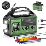 27000mAh Kurbelradio,FM/AM Notfall Radio mit Bluetooth,Tragbar Solar Radio mit Handy-Ladegerät,Emergency Radio mit SOS-Alarm/Taschenlampe/Kompass für Camping Outdoor Notfall