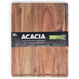food appeal Holz-Schneidebrett aus Akazie | 40x30x2,5cm | edle Musterung | mit Saftrille | Küchenbrett, Brotbrettchen
