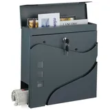 Relaxdays Briefkasten mit Zeitungsfach pulverbeschichtet