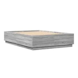 vidaXL Bettgestell mit LED Grau Sonoma 160x200 cm Holzwerkstoff