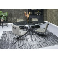 Esszimmertisch Küchentisch Tisch Marble Spider Stahl Marmor schwarz Oval 180 cm