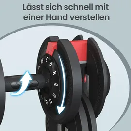 Songmics Kurzhanteln 2er set Verstellbare Kurzhanteln 12-in-1 3 kg bis 24 kg schwarz/rot