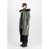 Alpha Industries Long Fishtail Jacke - Vintage Green - XS