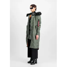 Alpha Industries Long Fishtail Jacke - Vintage Green - XS