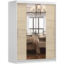 fabryka mebli idźczak imoebel24 Schwebetürenschrank Schrank 150 cm Weiß/Sonoma mit zwei Spiegeln Vista 01 - Weiß,