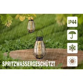 bmf-versand Solarleuchten Garten Laterne 2er Set Solarlampe Außen Leuchte Solar LED Metall - Schwarz/Gelb