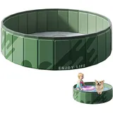 Jenshhch Faltbarer Hundepool 80x20cm 100x30cm Robuste PVC Hundeplanschbecken Mit Abdeckung, Tragbarer Hunde Pool Für Große Hunde Katzen Garten Camping Strand (E)