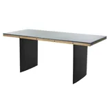 Casa Padrino Luxus Schreibtisch mit Glasplatte Messing / Schwarz 180 x 78,5 x H. 76 cm - Luxus Qualität - Büromöbel