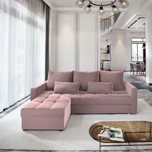masseno Eckcouch Polyester 2-Sitzer Rosa