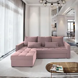 masseno Eckcouch Polyester 2-Sitzer Rosa